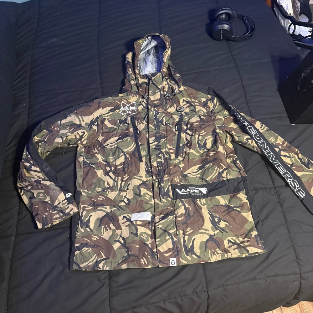 Bape Camouflage Hooded Jacket with Black Accents